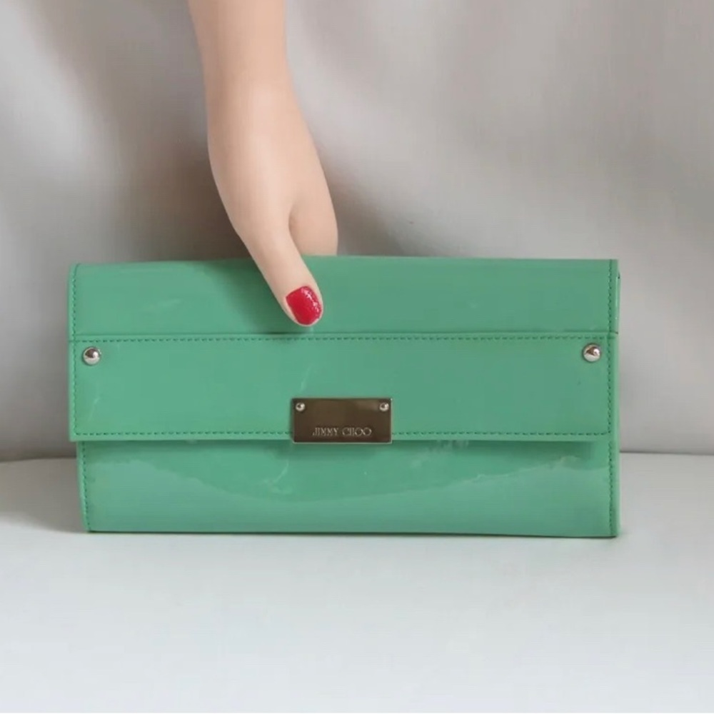 Jimmy Choo Reese Peppermint Patent Leather Clutch